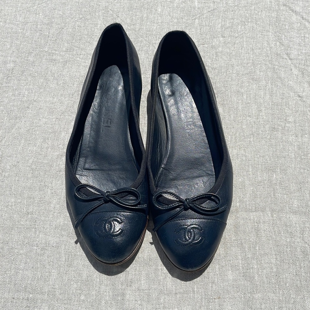 Navy blue chanel ballet flats size EU 37/US 7
